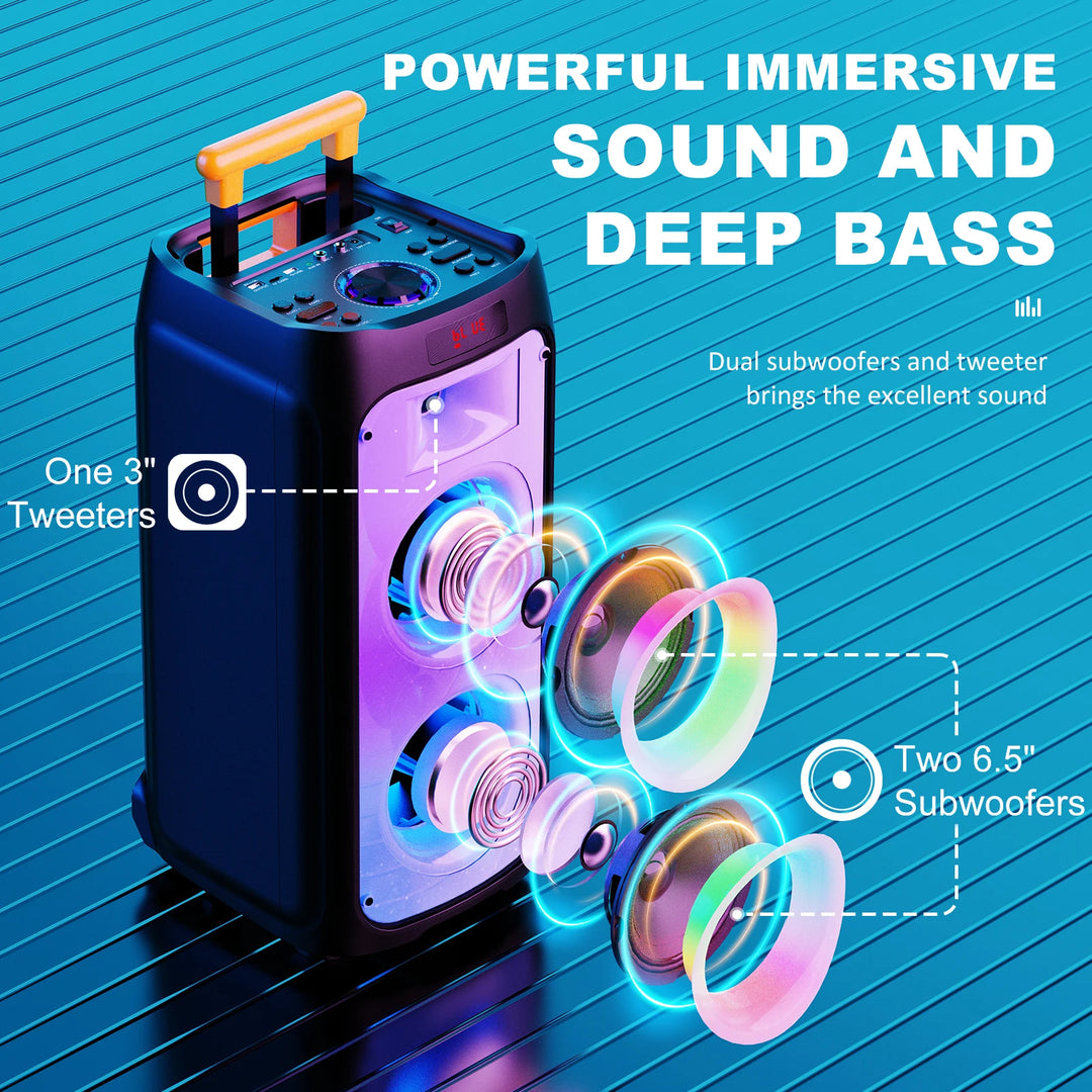 Karaoke Machine, Portable Bluetooth Speaker with 2 Wireless Karaoke Microphones, Karaoke Machine for Adults Kids for Home Party