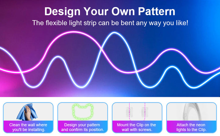Outdoor Neon LED Rope Lights,  LED Lights For Bedroom Flexible LED Light Strip With Remote And APP Control RGB Lighting Strip