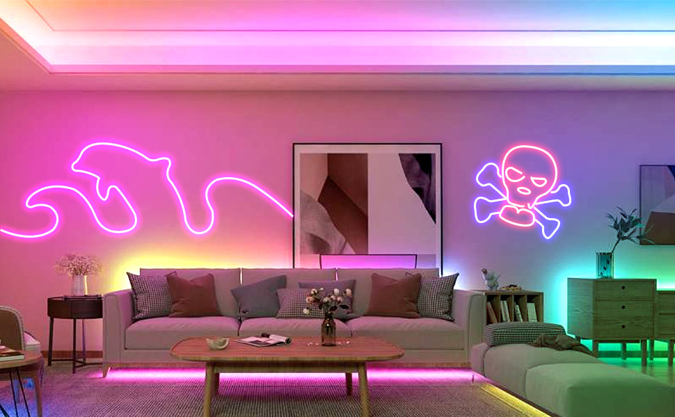 Outdoor Neon LED Rope Lights,  LED Lights For Bedroom Flexible LED Light Strip With Remote And APP Control RGB Lighting Strip