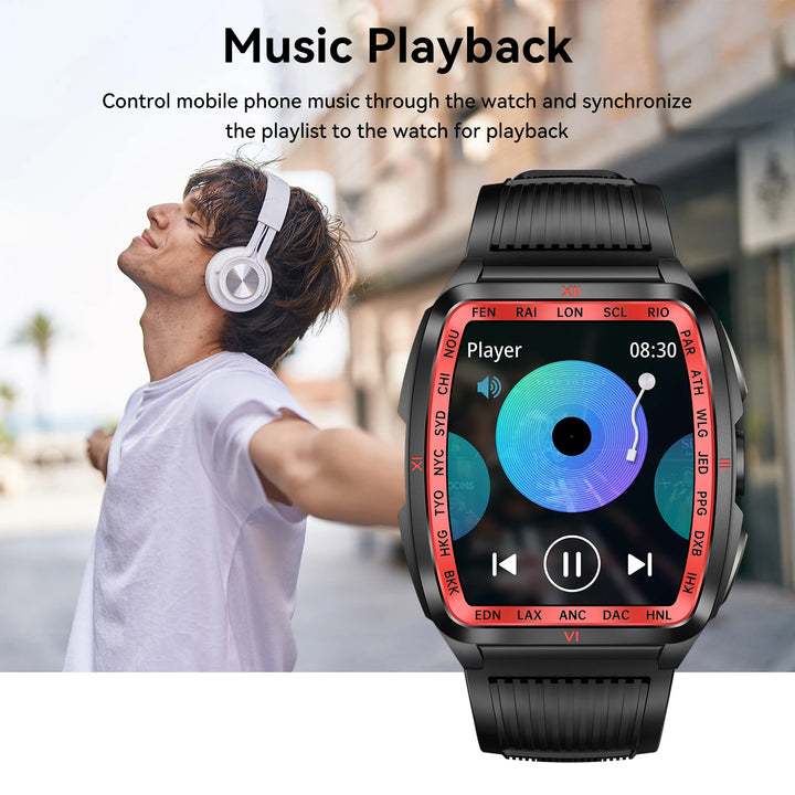 LaNikar New Military Smart Watch for Men1.8'' HD Barrel Screen 50M Waterproof LED Flashlight Fitness Tracker Heart Rate Monitor