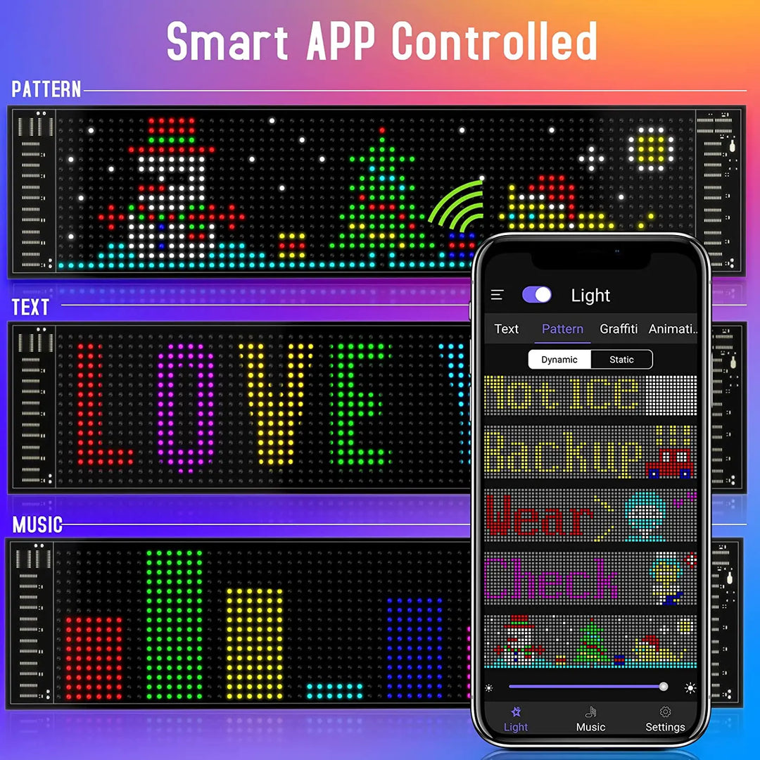  Scrolling Bright Advertising LED Signs, Flexible USB 5V LED Car Sign Bluetooth App Control Custom Text Pattern ,Valentine's Day
