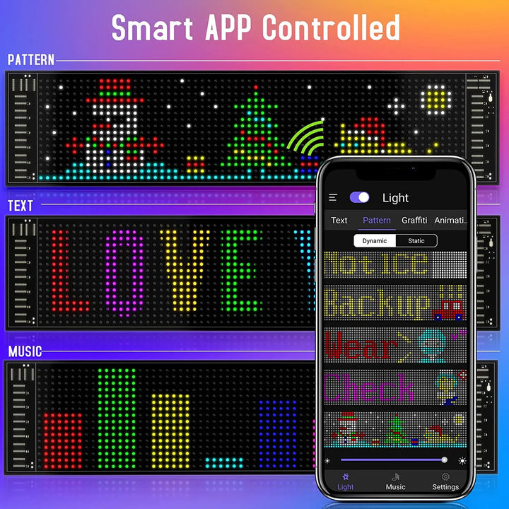  Scrolling Bright Advertising LED Signs, Flexible USB 5V LED Car Sign Bluetooth App Control Custom Text Pattern ,Valentine's Day