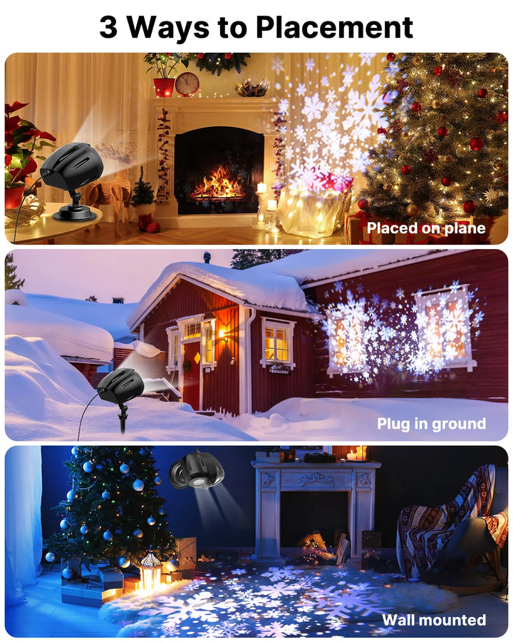Christmas Projector Lights Outdoor, LED Snowflake Projector Christmas Lights with Remote Rotating Projection Lamp, Waterproof