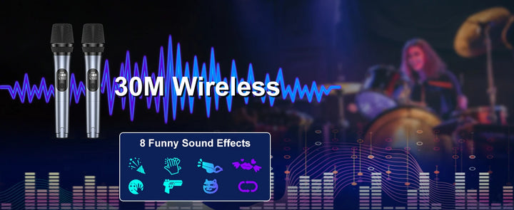 Wireless Bluetooth Speaker, Karaoke Machine with 2 Microphone, Home Karaoke Party Speaker with LED Light