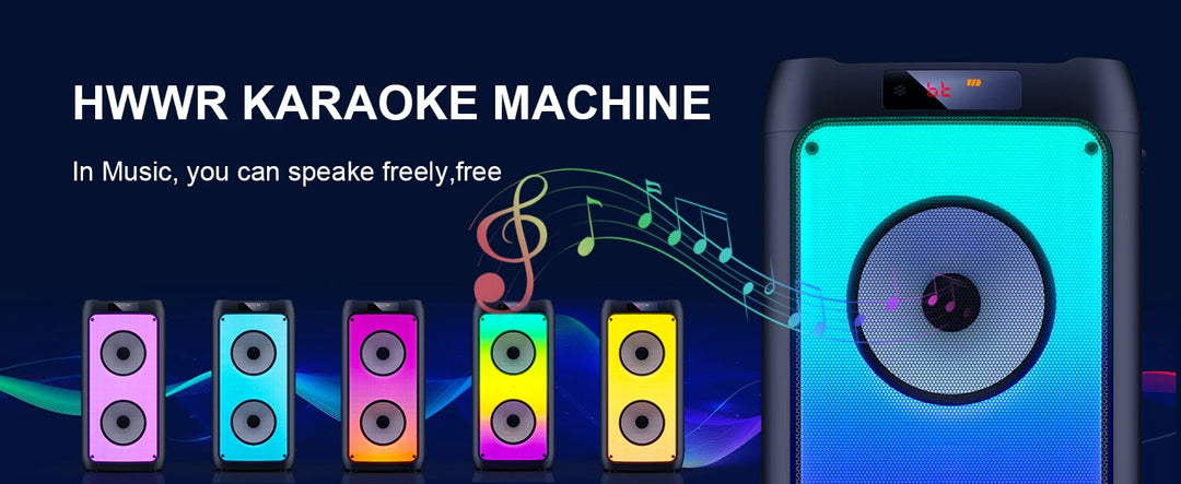 Wireless Bluetooth Speaker, Karaoke Machine with 2 Microphone, Home Karaoke Party Speaker with LED Light