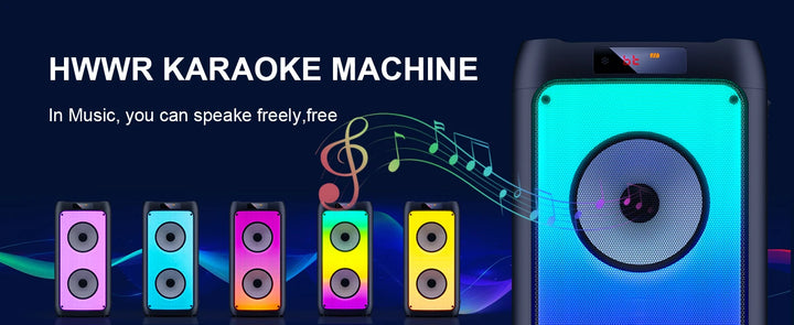 Wireless Bluetooth Speaker, Karaoke Machine with 2 Microphone, Home Karaoke Party Speaker with LED Light