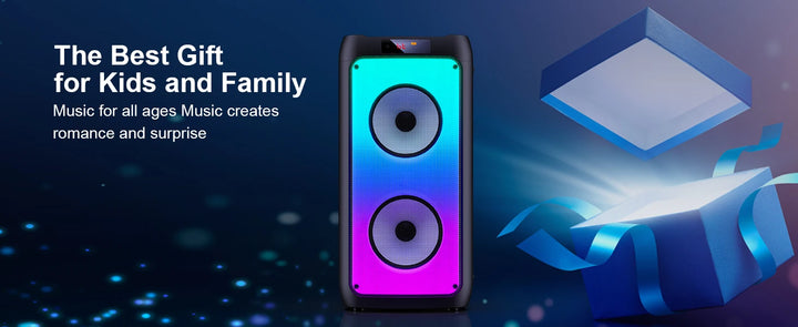 Wireless Bluetooth Speaker, Karaoke Machine with 2 Microphone, Home Karaoke Party Speaker with LED Light