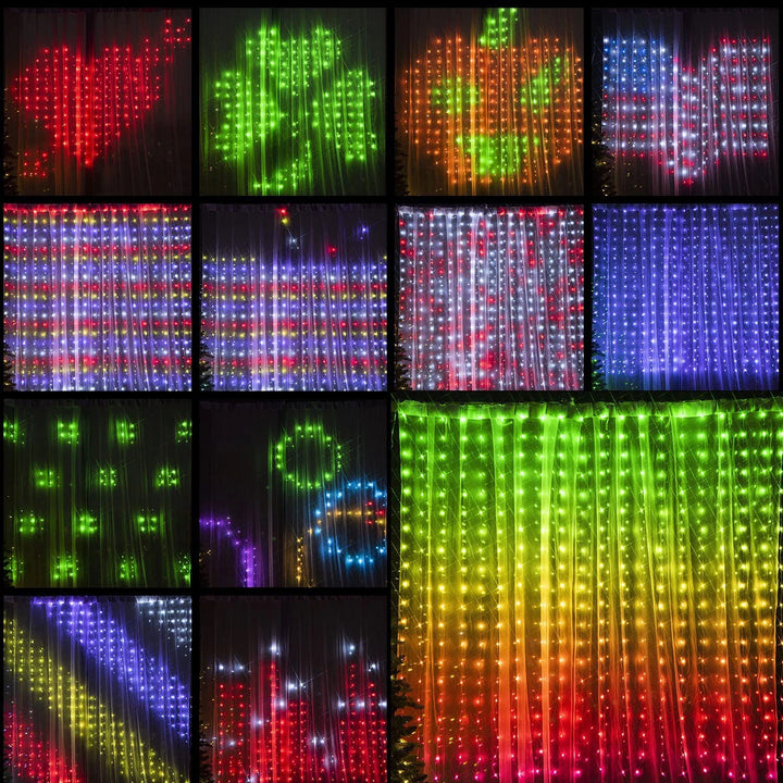 Smart Curtain Lights, 9.8 X 9.8Ft LED Curtain Lights, 400LEDs RGB Color Changing APP Programmable DIY Music-Sync String Light