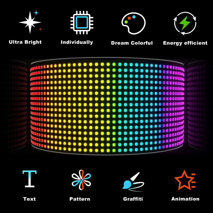  Scrolling Bright Advertising LED Signs, Flexible USB 5V LED Car Sign Bluetooth App Control Custom Text Pattern ,Valentine's Day