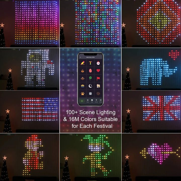 Smart Curtain Lights, 9.8 X 9.8Ft LED Curtain Lights, 400LEDs RGB Color Changing APP Programmable DIY Music-Sync String Light