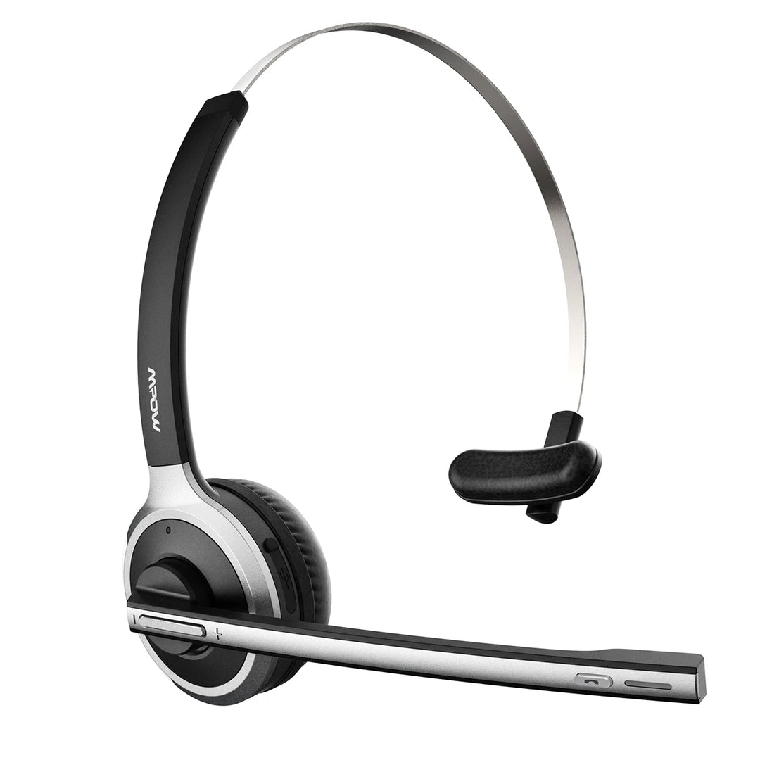 1/2 pack Mpow M5 Bluetooth V5.0 Headset Wireless Truck Driver Headphones Hands-free Call Headset with Mic for Call Center Office
