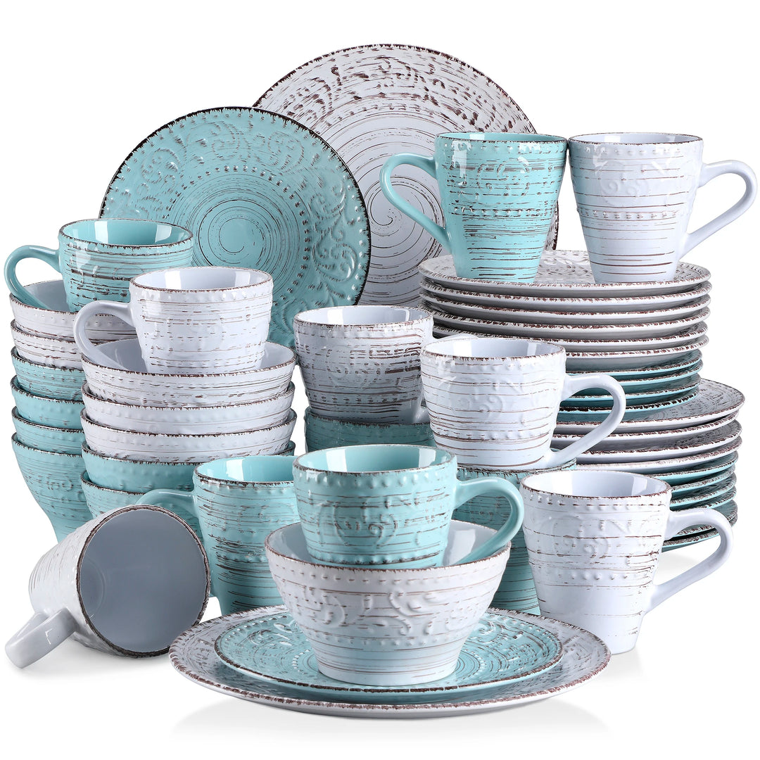 vancasso VINE 16/32/48 Ceremic Plates Dinner Set Stoneware Tableware Set with Dinner Plate,Dessert Plate,Bowl,Mug for 12 Person