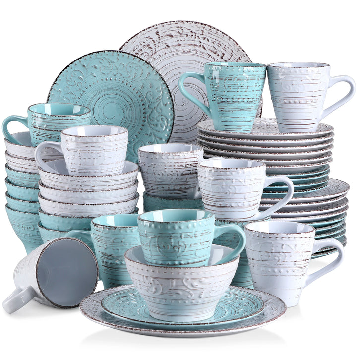 vancasso VINE 16/32/48 Ceremic Plates Dinner Set Stoneware Tableware Set with Dinner Plate,Dessert Plate,Bowl,Mug for 12 Person