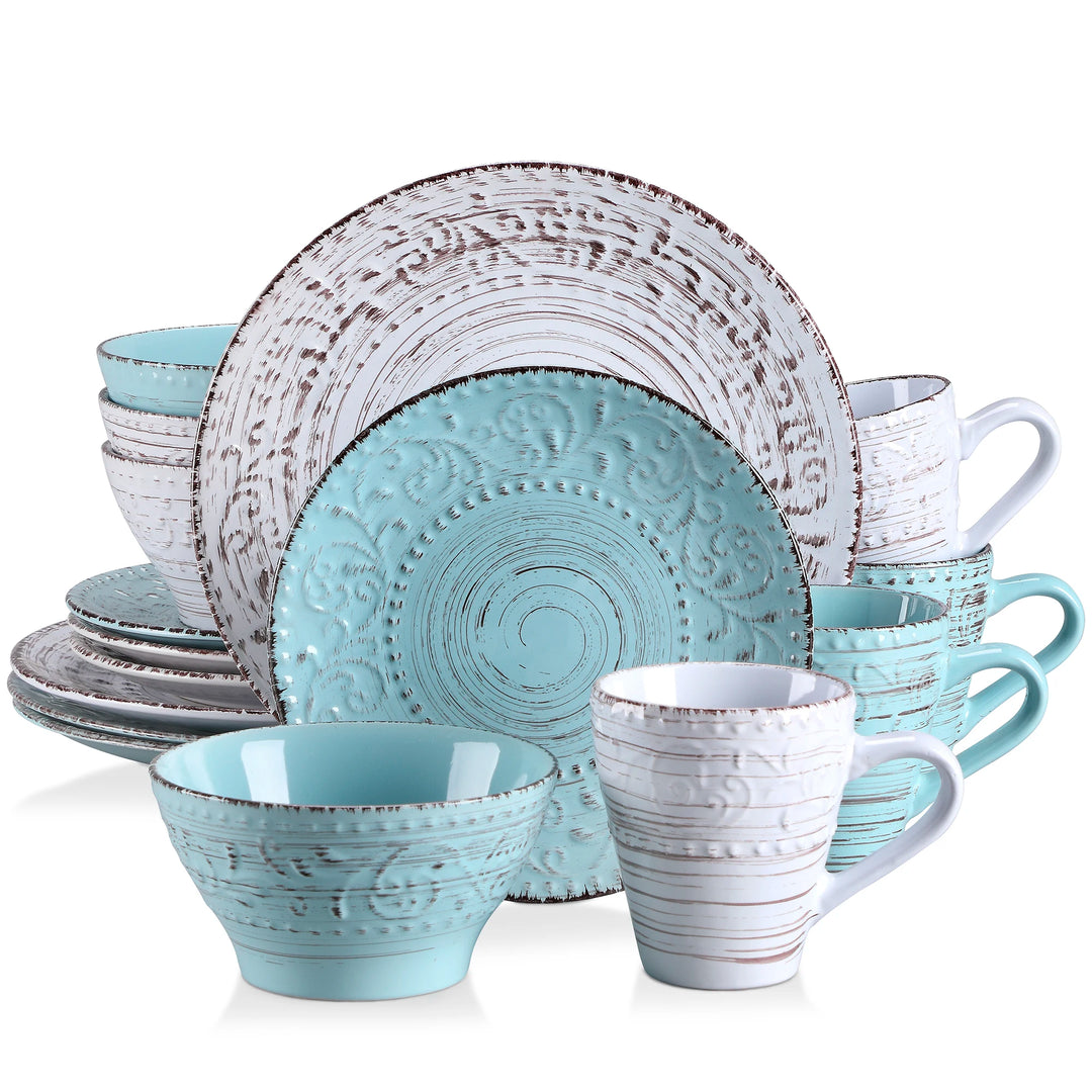vancasso VINE 16/32/48 Ceremic Plates Dinner Set Stoneware Tableware Set with Dinner Plate,Dessert Plate,Bowl,Mug for 12 Person