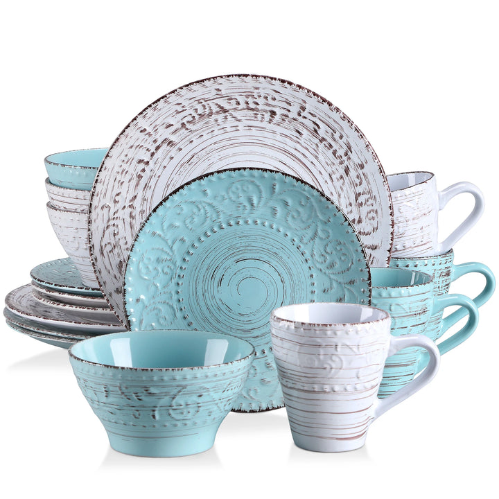vancasso VINE 16/32/48 Ceremic Plates Dinner Set Stoneware Tableware Set with Dinner Plate,Dessert Plate,Bowl,Mug for 12 Person