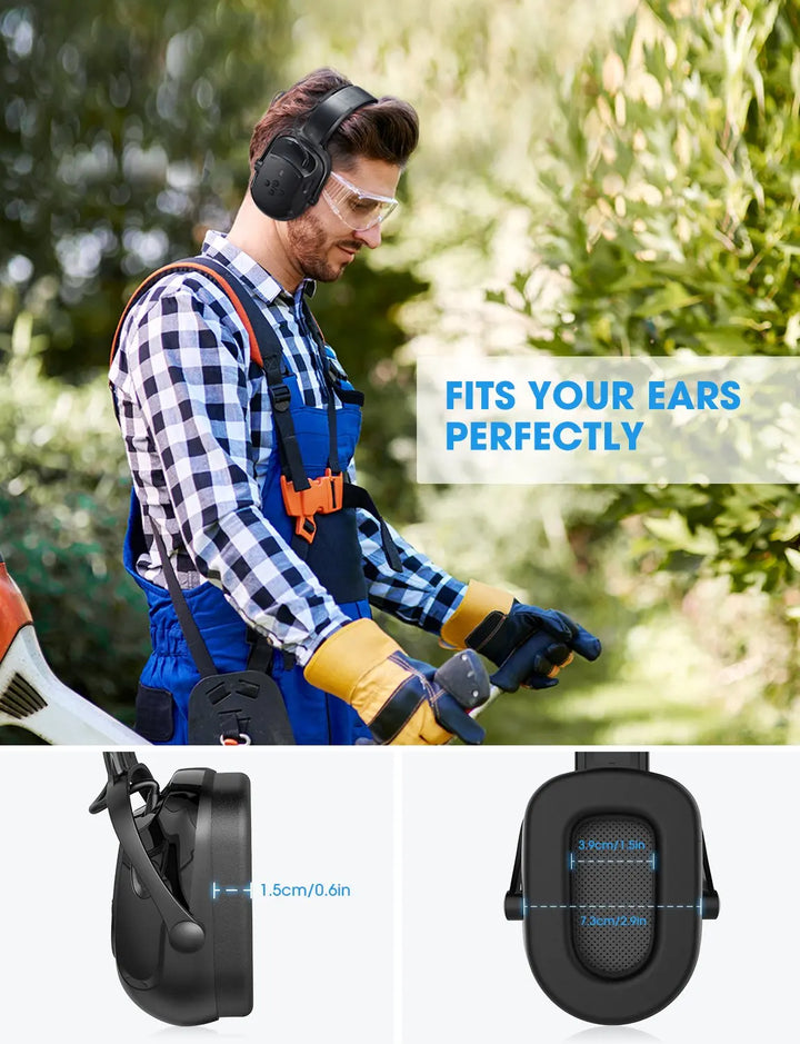 Mpow Bluetooth Noise Reduction Ear Muffs Headphones Safety NRR 29dB/SNR 36dB Adjustable Hearing Protection Ear Defender Headset