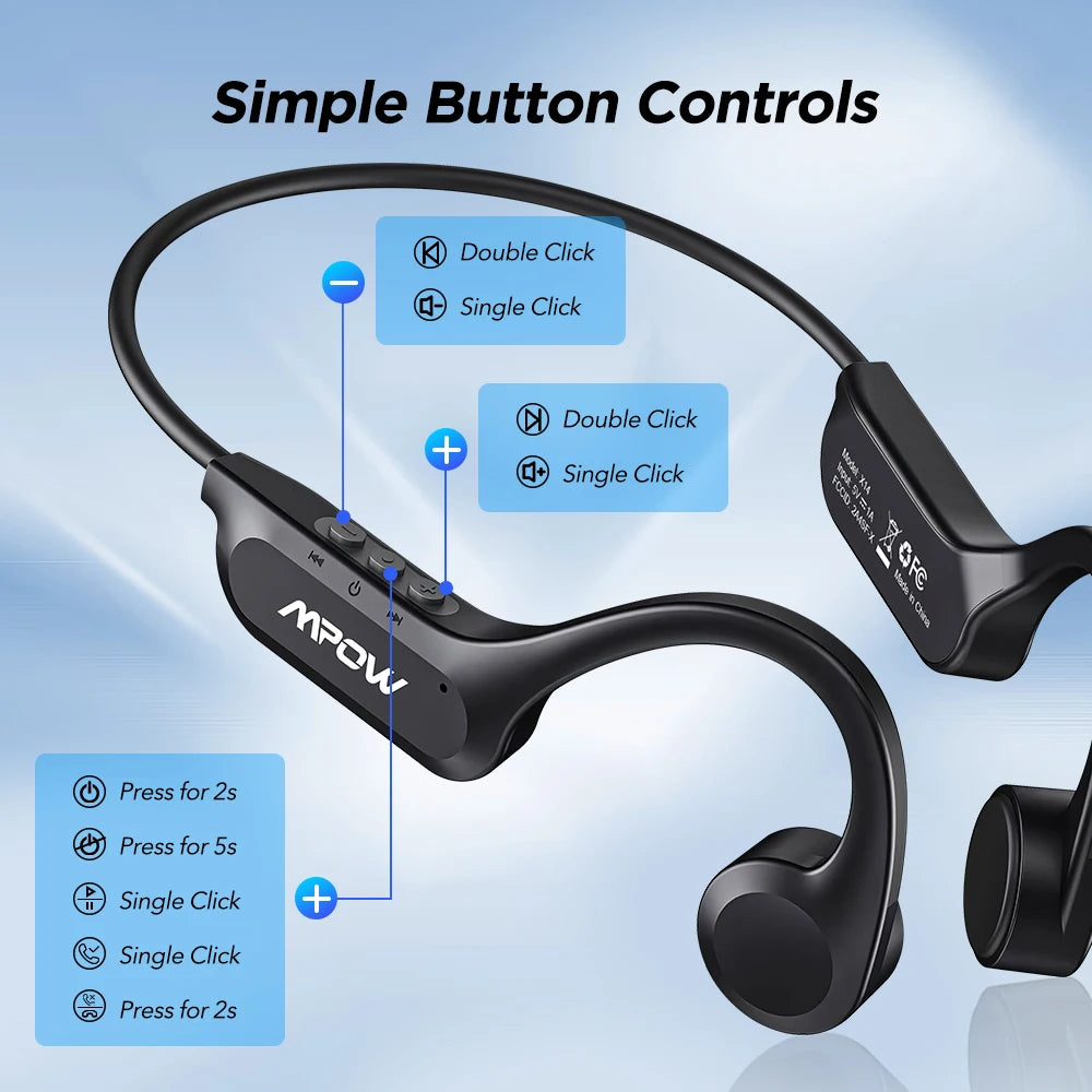 Mpow X14 Bone Conduction Sport Headphones Bluetooth 5.3 Wireless Earphone Handsfree IPX6 Waterproof TWS Headset with Mic for Gym