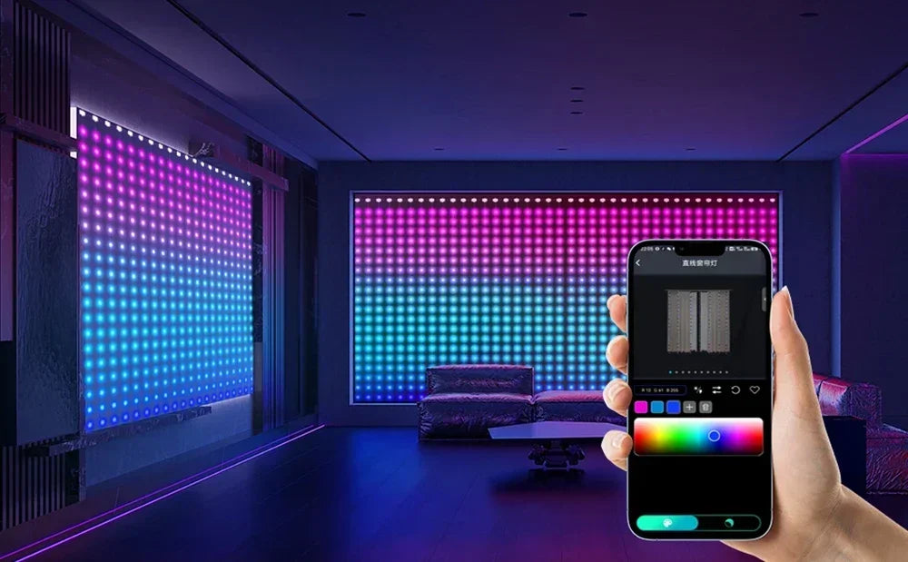 Smart Curtain Lights String App Controlled LED Window Hanging Curtain Lights 300/200 LED RGB Color Music Pattern  Change Display