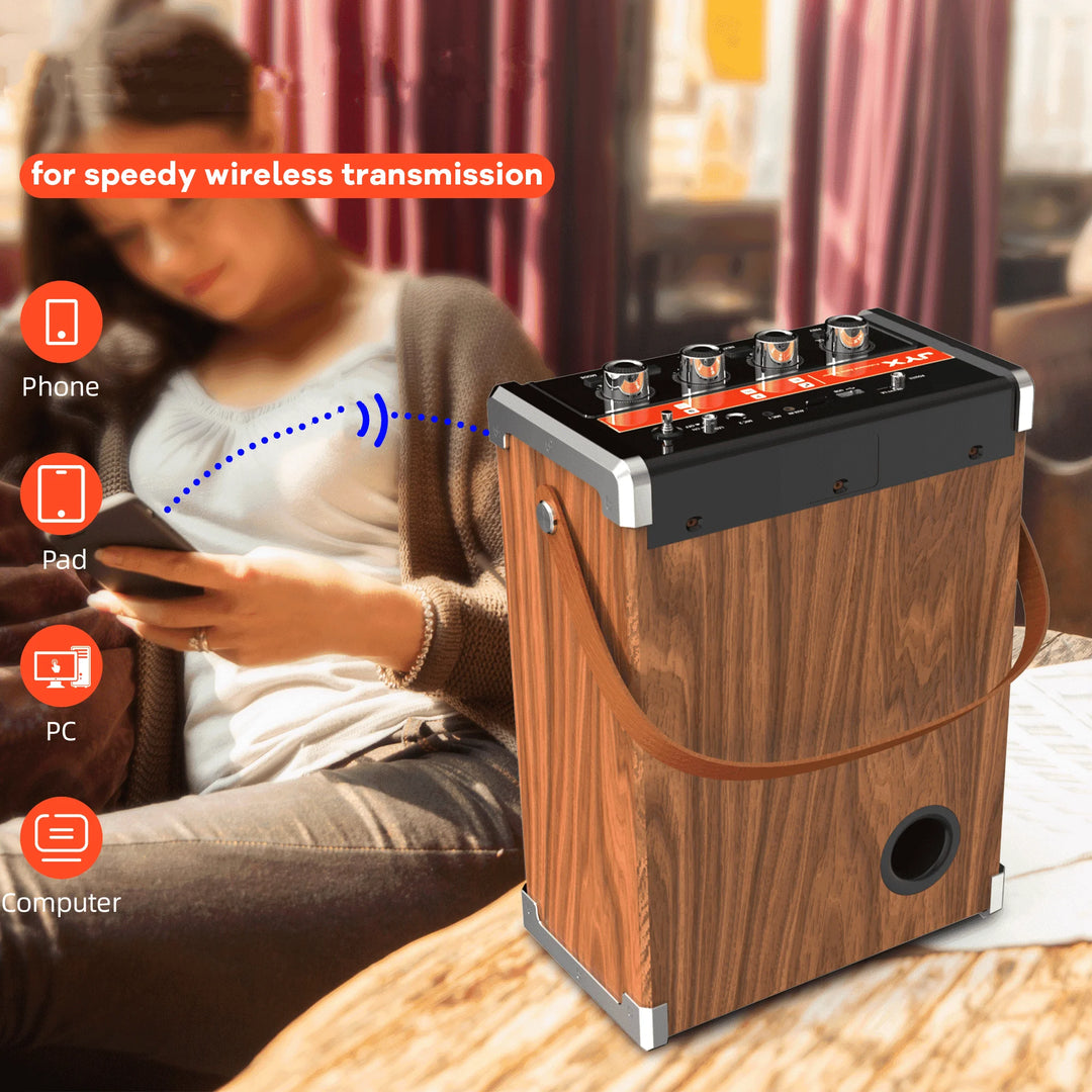 Karaoke Machine with 2 Wireless Microphones, Bluetooth Speaker, PA System & LED Lights for Home Singing Outdoor Party, Music Gifts