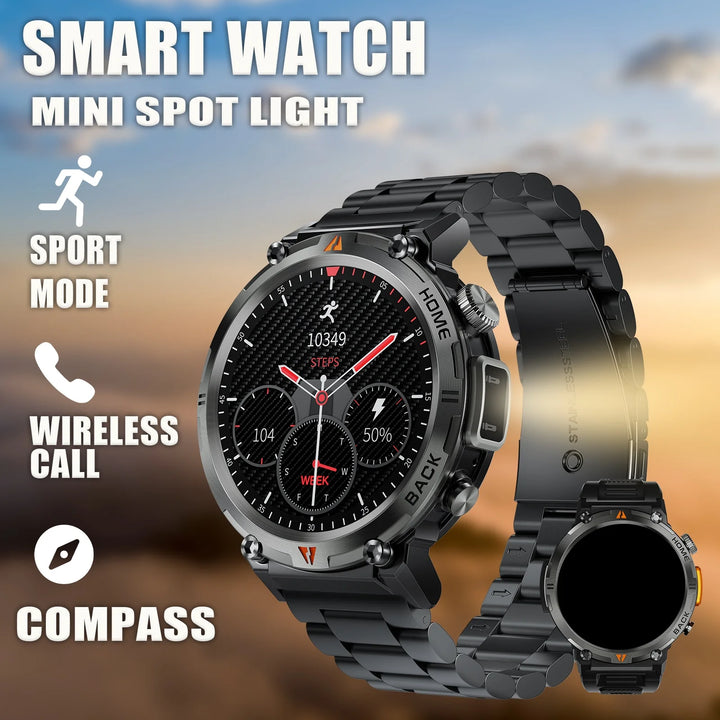 LaNikar New Bluetooth Call Smart Watch Men Full Touch Screen Health Monitor With Flashlight Men SmartWatch