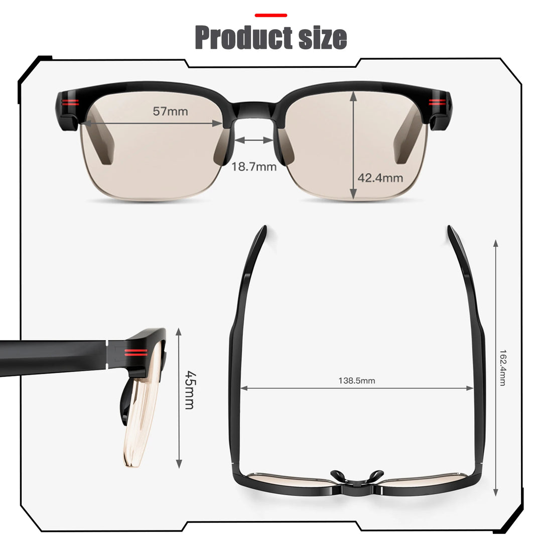 LaNikar Smart Bluetooth Glasses for Men/Women One-Button Reject UV Protection Polarized Sunglasses for Outdoor Sports Activities
