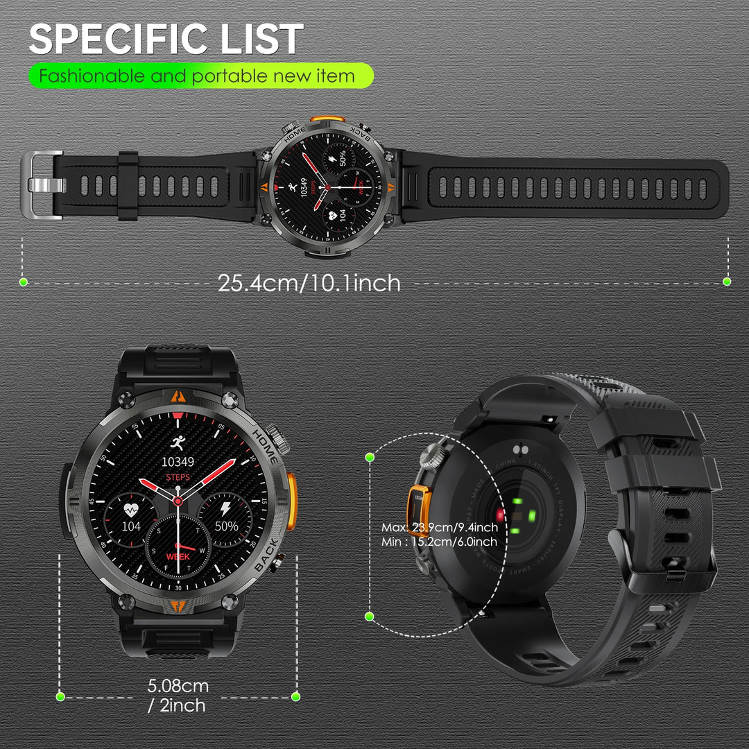 LaNikar KE3 Bluetooth Call Smart Watch Men Full Touch Screen Health Monitor With  steel ring Men SmartWatch For IOS Android