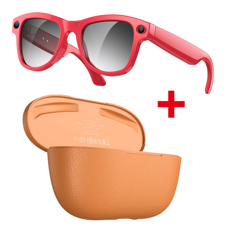 AI Bluetooth Smart Glasses With 800w Camera Recordings,Take Photos,Make Calls,Play Music,Real-time Translation Charging Dock