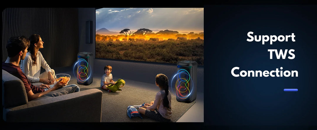 JYX Large Party Speaker, Wireless Bluetooth Speaker with Microphone, LED Party Light