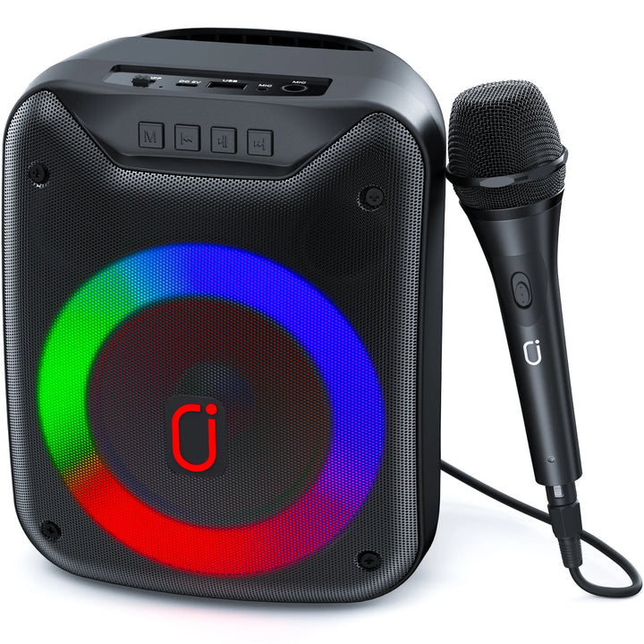 JYX Wireless Speaker, Portable Bluetooth Speaker with Wired Microphone, Home Karaoke Speaker System, LED Party Light