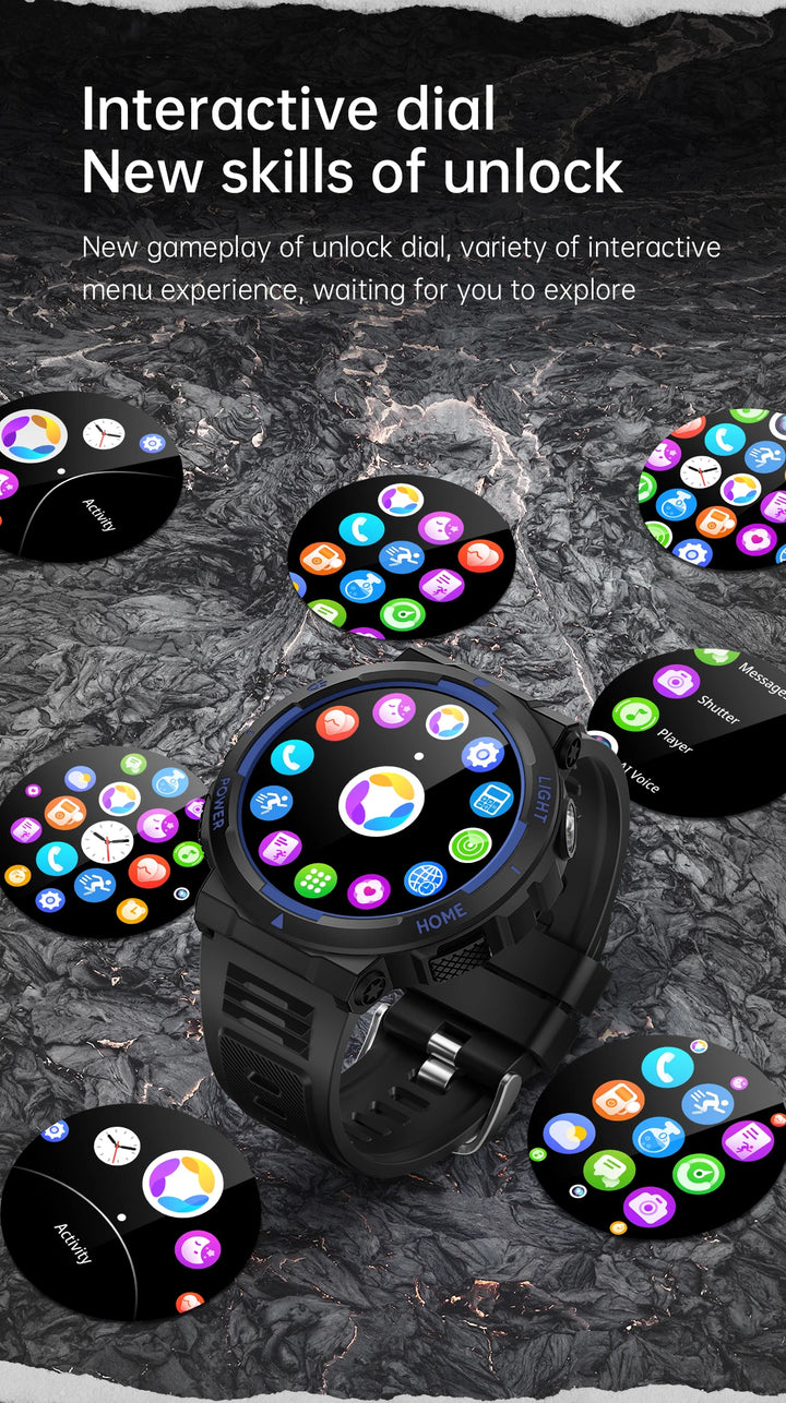 EIGIIS New Smart Watch Men 3ATM Waterproof 1.53" KT75 Outdoor Sports With LED Flashlight Health Monitoring Bluetooth Call
