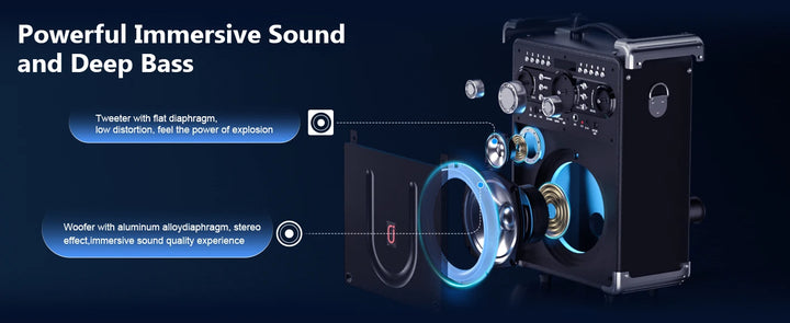 S8-T Kara Ok with 3 Microphones, Portable Bluetooth 5.3 Kara Ok Speaker, Suitable for Outdoor Activities