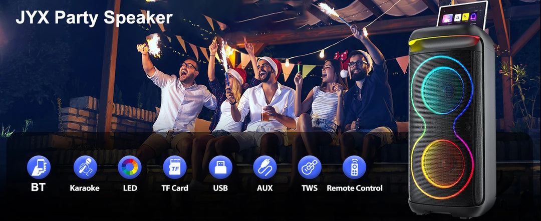 Karaoke Machine Portable Bluetooth Karaoke Speaker for Outdoor, Big Party Speaker with Disco Lights