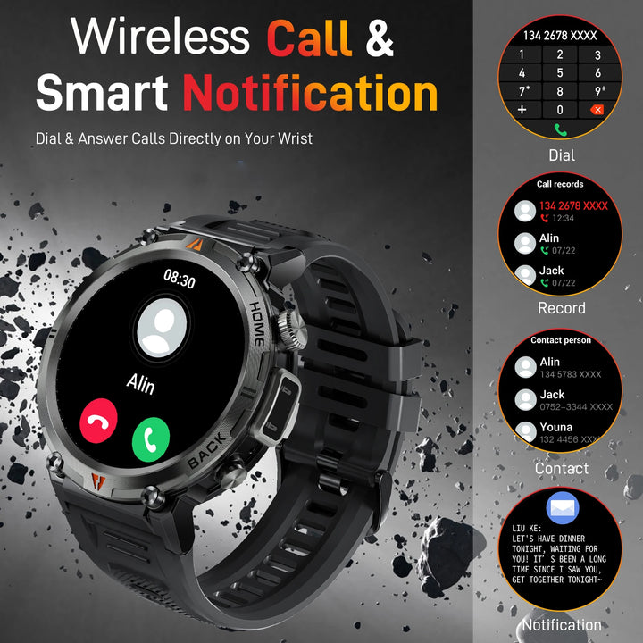 LaNikar KE3 Bluetooth Call Smart Watch Men Full Touch Screen Health Monitor With  steel ring Men SmartWatch For IOS Android