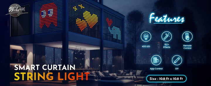 400 LED Smart Curtain Fairy Lights DIY Christmas String Light RGB Changing Music Sync Text Remote App Controlled Curtain Lights