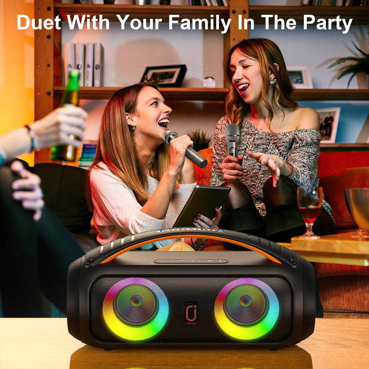 FanFun D16T Portable Bluetooth Speaker, Loud Boombox Speaker with Subwoofer, Powerful Deep Bass Stereo Sound, IP65 Waterproof
