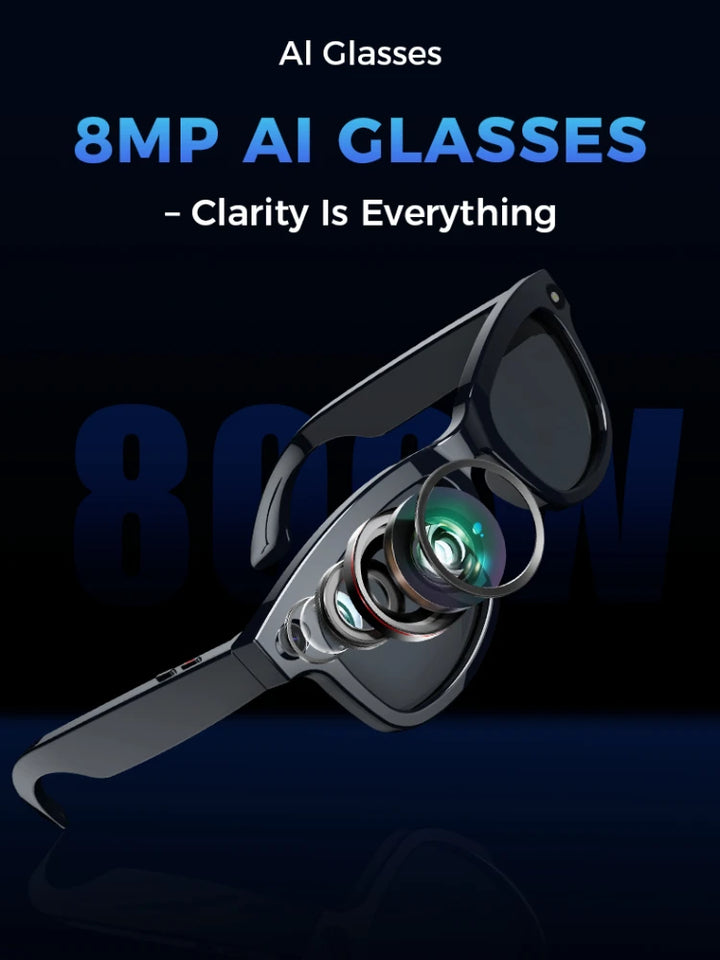Ai Smart Glasses With 800w High-definition Camera, 4G Memory,Bluetooth Headphones,call,Music,Photo Shooting,Video Recording