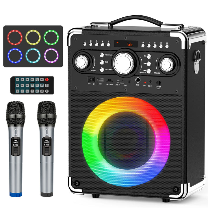 S8 Kara Ok with 2 Microphones, Portable Bluetooth 5.3 Kara Ok Speaker, Suitable for Outdoor Activities, Parties and Parties