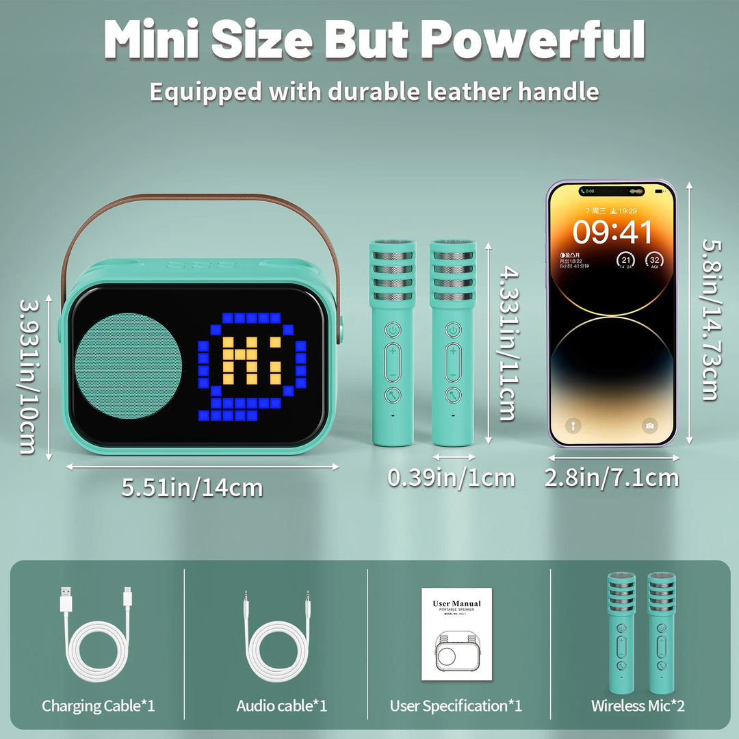 FanFun Bluetooth Speaker, Karaoke Machine for Kids, Portable Speaker with Microphone, 15 Animated Mode, 4 Funny Magic Voices