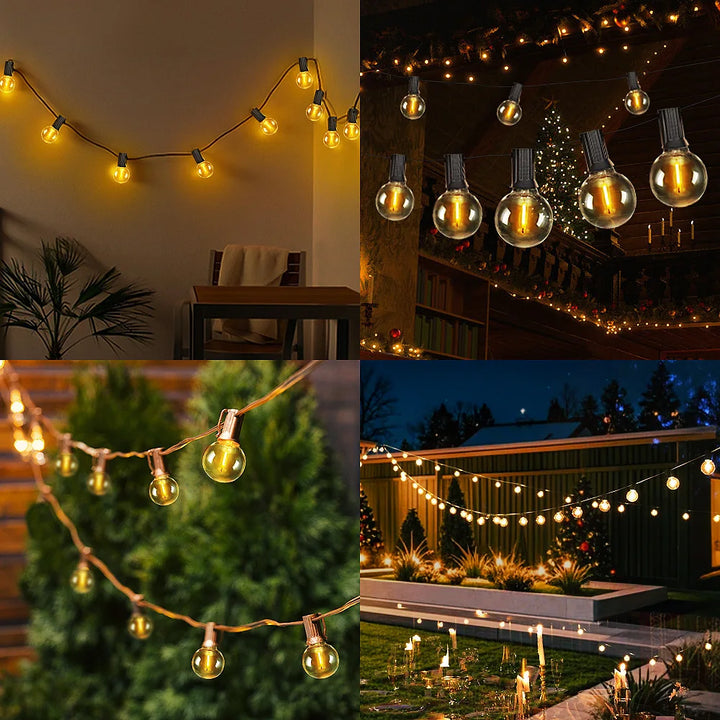 LED G40 Globe String Lights With US Plug, E12 Base, Waterproof Shatterproof Outdoor Hanging Patio Lamps for Backyard Porch