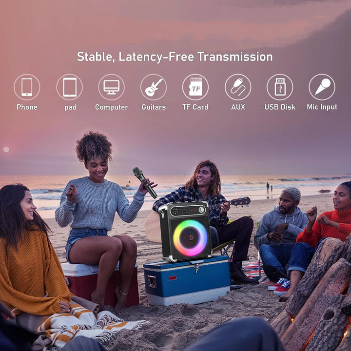 FanFun Karaoke Machine with 2 Microphones, Portable Bluetooth 5.3 Karaoke Speaker for Outdoor Events,Gatherings and Parties