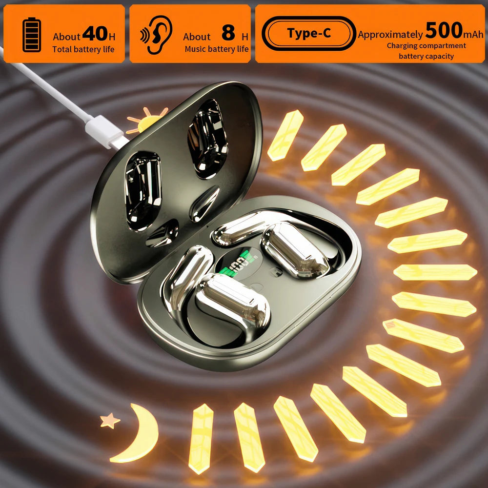 Mpow Q16 True Wireless Earphones, OWS Open Ear Earphones with Earhooks, Bluetooth 5.3, Up to 80H Playtime with Case for Cycling