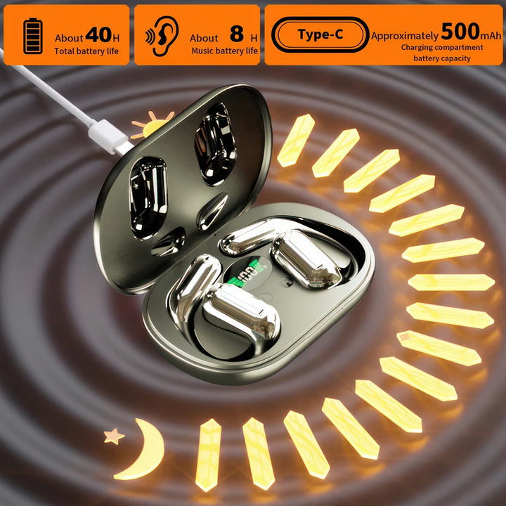 Mpow Q16 True Wireless Earphones, OWS Open Ear Earphones with Earhooks, Bluetooth 5.3, Up to 80H Playtime with Case for Cycling