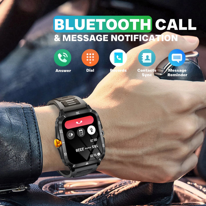 LaNikar New Smart Watch 3ATM Waterproof 1.96" IPS Screen Military KT71 Men 100+ Sport Mode Heart Rate Blood Pressure Bluetooth