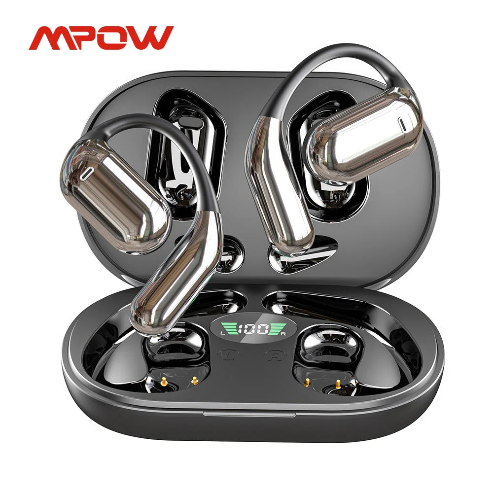 Mpow Q16 True Wireless Earphones, OWS Open Ear Earphones with Earhooks, Bluetooth 5.3, Up to 80H Playtime with Case for Cycling