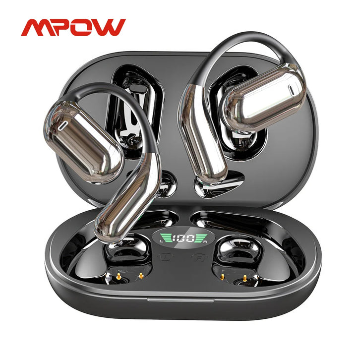 Mpow Q16 True Wireless Earphones, OWS Open Ear Earphones with Earhooks, Bluetooth 5.3, Up to 80H Playtime with Case for Cycling