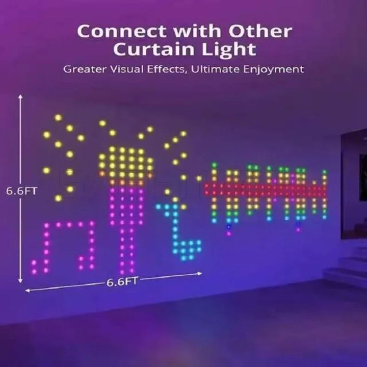 400LEDs Smart LED Curtain Lights USB Dynamic Pattern DIY Curtain String Light with App Remote for Christmas Halloween 2*2m/3*3m