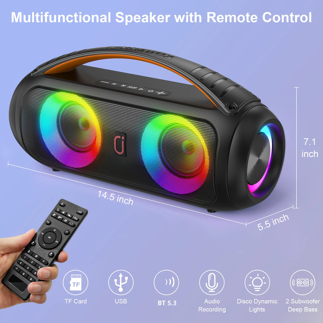 FanFun Bluetooth Speaker, Wireless Portable Speaker, Waterproof Outdoor Party Speaker, Dazzling LED light, Remote