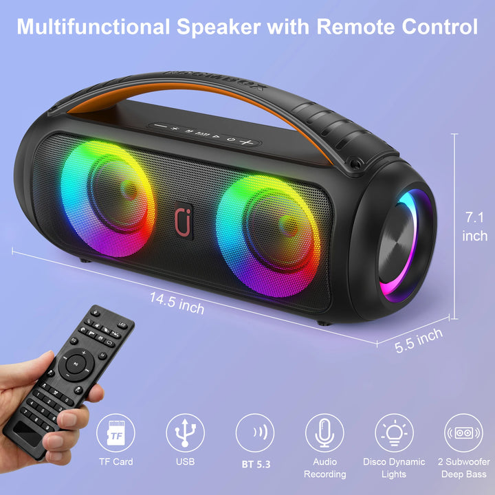 FanFun Bluetooth Speaker, Wireless Portable Speaker, Waterproof Outdoor Party Speaker, Dazzling LED light, Remote