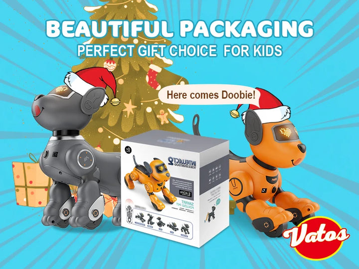 VATOS Robot Dog Toy for Kids Voice Remote Control Pet Interactive Touch Sensors 20+ Mode Robotic Puppy Toy Boys Girls