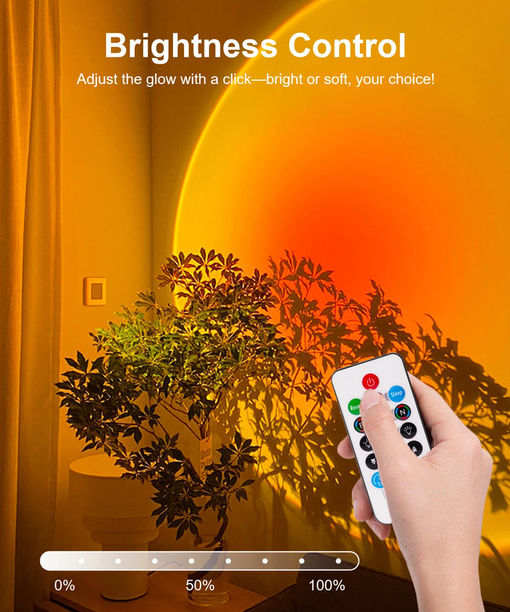 2025 New USB LED Projector Light, Modern Moire Pattern & Sunset Design, Adjustable Atmosphere Lighting With Remote Control
